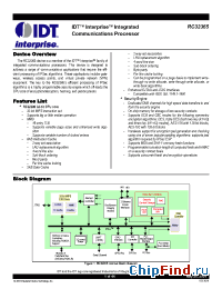 Datasheet IDT79RC32T365-180BC manufacturer IDT