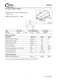 Datasheet BCR169E6327 manufacturer Infineon
