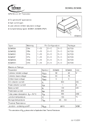 Datasheet BCW66HE6327 manufacturer Infineon