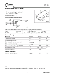 Datasheet BF1009E6327 manufacturer Infineon