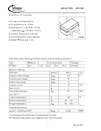 Datasheet BFP405E6327 manufacturer Infineon