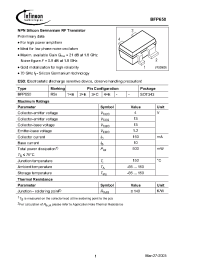Datasheet BFP650E6327 manufacturer Infineon