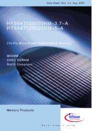 Datasheet HYS64T128020HM-3.7-A manufacturer Infineon