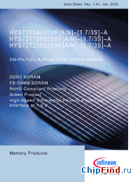 Datasheet HYS72T128020HFD-3.7-A manufacturer Infineon