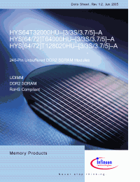 Datasheet HYS72T128020HU-3S-A manufacturer Infineon