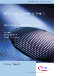 Datasheet HYS72T512020HR-3.7-A manufacturer Infineon