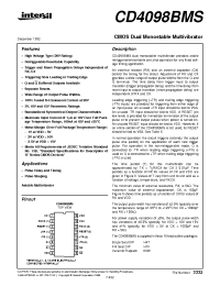 Datasheet CD4098BDMSR manufacturer Intersil