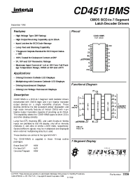 Datasheet CD4511BMS manufacturer Intersil