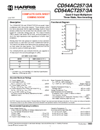 Datasheet CD54AC257 manufacturer Intersil
