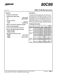 Datasheet CD80C86 manufacturer Intersil