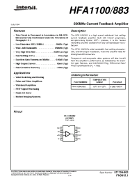 Datasheet HFA1100883 manufacturer Intersil