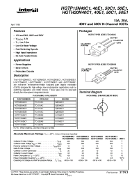 Datasheet HGTH20N40C1 manufacturer Intersil