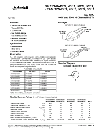 Datasheet HGTP10N40E1 manufacturer Intersil