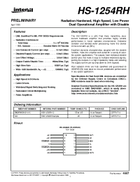 Datasheet HS9-1254RH manufacturer Intersil
