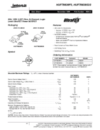 Datasheet HUF76639S3S manufacturer Intersil