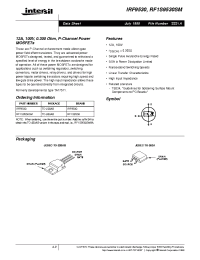 Datasheet RF1S9530SM manufacturer Intersil