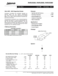 Datasheet RHRU5040 manufacturer Intersil