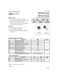 Datasheet IRFU3704Z manufacturer IRF