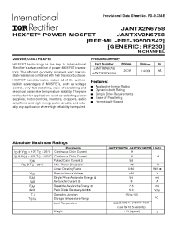 Datasheet JANTX2N6758 manufacturer IRF