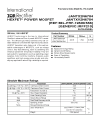 Datasheet JANTX2N6784 manufacturer IRF