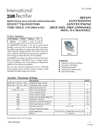 Datasheet JANTXV2N6762 manufacturer IRF