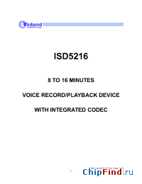 Datasheet ISD5216 manufacturer ISD