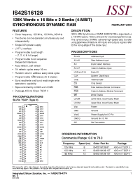 Datasheet IS42S16128-12T manufacturer ISSI