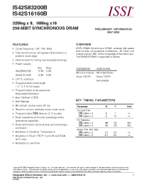 Datasheet IS42S16160B manufacturer ISSI