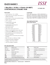 Datasheet IS42S16400C1-7T manufacturer ISSI