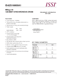 Datasheet IS42S16800A1-7TL manufacturer ISSI