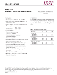 Datasheet IS42S32400B-6TLI manufacturer ISSI