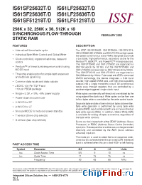 Datasheet IS61SF25632D-10TQI manufacturer ISSI