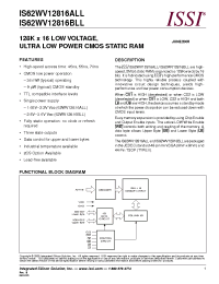 Datasheet IS62WV12816ALL-70T manufacturer ISSI
