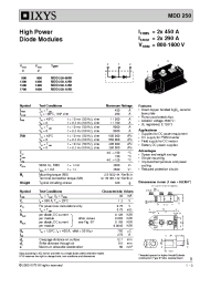 Datasheet MDD250-08N1 manufacturer IXYS