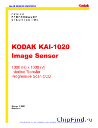 Datasheet KAI-1020CM manufacturer Kodak