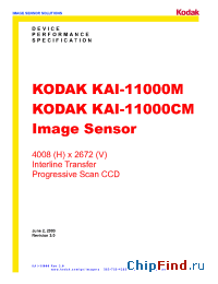 Datasheet KAI-11000M manufacturer Kodak