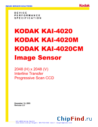 Datasheet KAI-4020 manufacturer Kodak