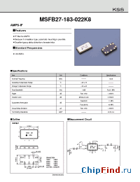 Datasheet MSFB27-183-022K8 manufacturer Kyocera Kinseki