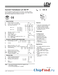 Datasheet LA100-TP manufacturer LEM