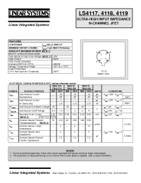 Datasheet 2N4117A manufacturer Linear IS