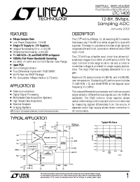 Datasheet LTC1405CGN manufacturer Linear