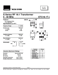 Datasheet ETC16-1T-2 manufacturer M/A-COM