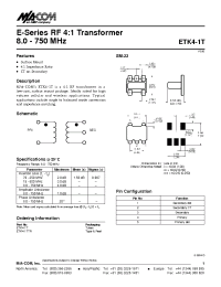 Datasheet ETK4-1T manufacturer M/A-COM