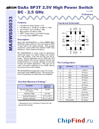 Datasheet MASWSS0033TR manufacturer M/A-COM
