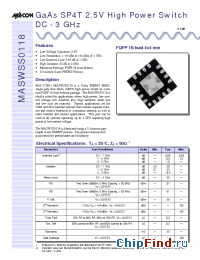 Datasheet MASWSS0118TR manufacturer M/A-COM