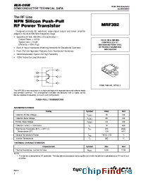 Datasheet MRF392 manufacturer M/A-COM