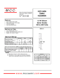 Datasheet 1EZ160D5 manufacturer MCC