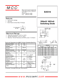 Datasheet BAS16 manufacturer MCC