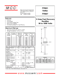 Datasheet FR603 manufacturer MCC