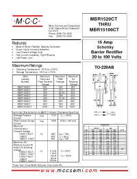 Datasheet MBR15100CT manufacturer MCC
